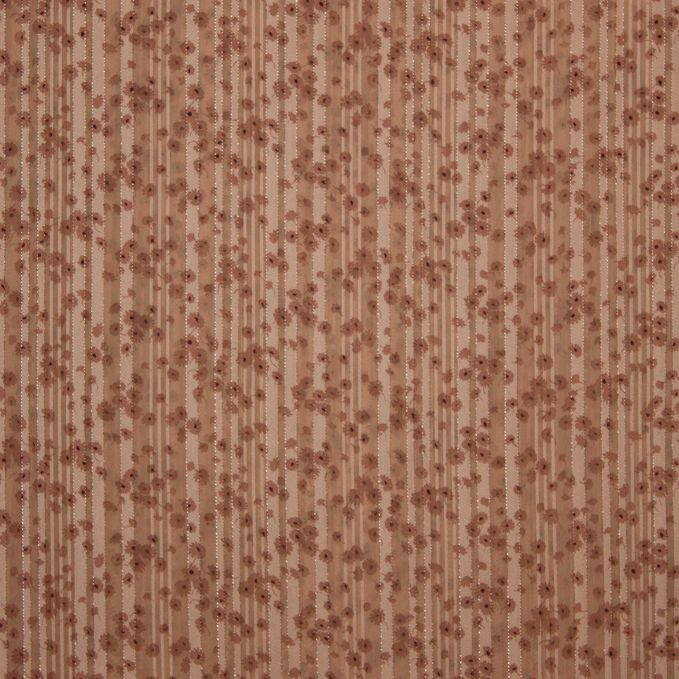 Voile naturel met kleine bloempjes met blinkend draadje